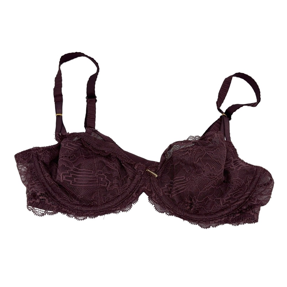 Chantelle Leavers Lace Underwire‎ Bra C13L10 34B Burgundy